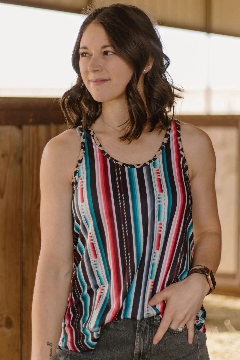 Plus Somewhere In Serape Tank Top PocketDetails