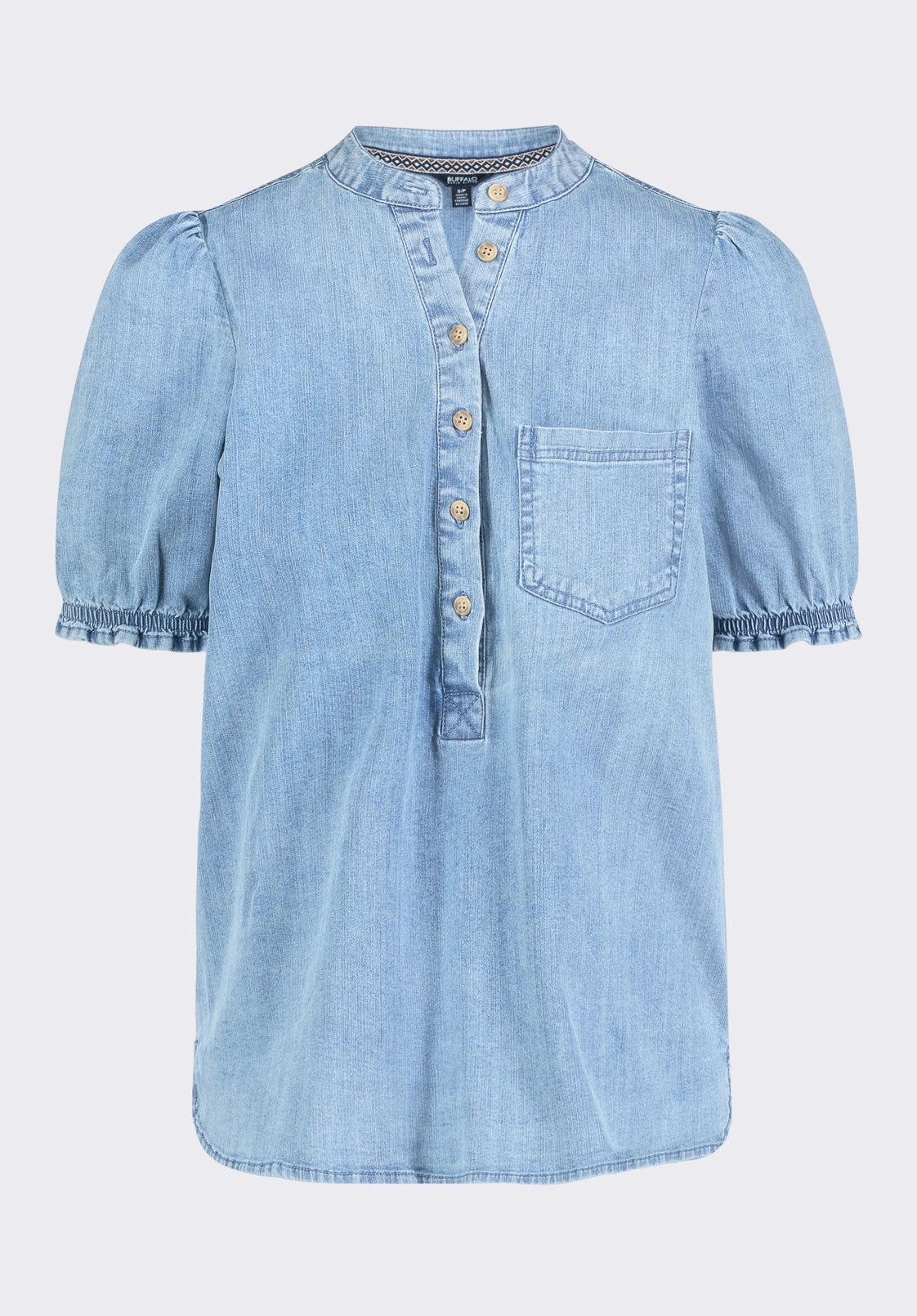 Unstructured Shoulder Lenore Women??s Puffed Sleeve Blouse, Classic Vintage Blue - WT0191P
