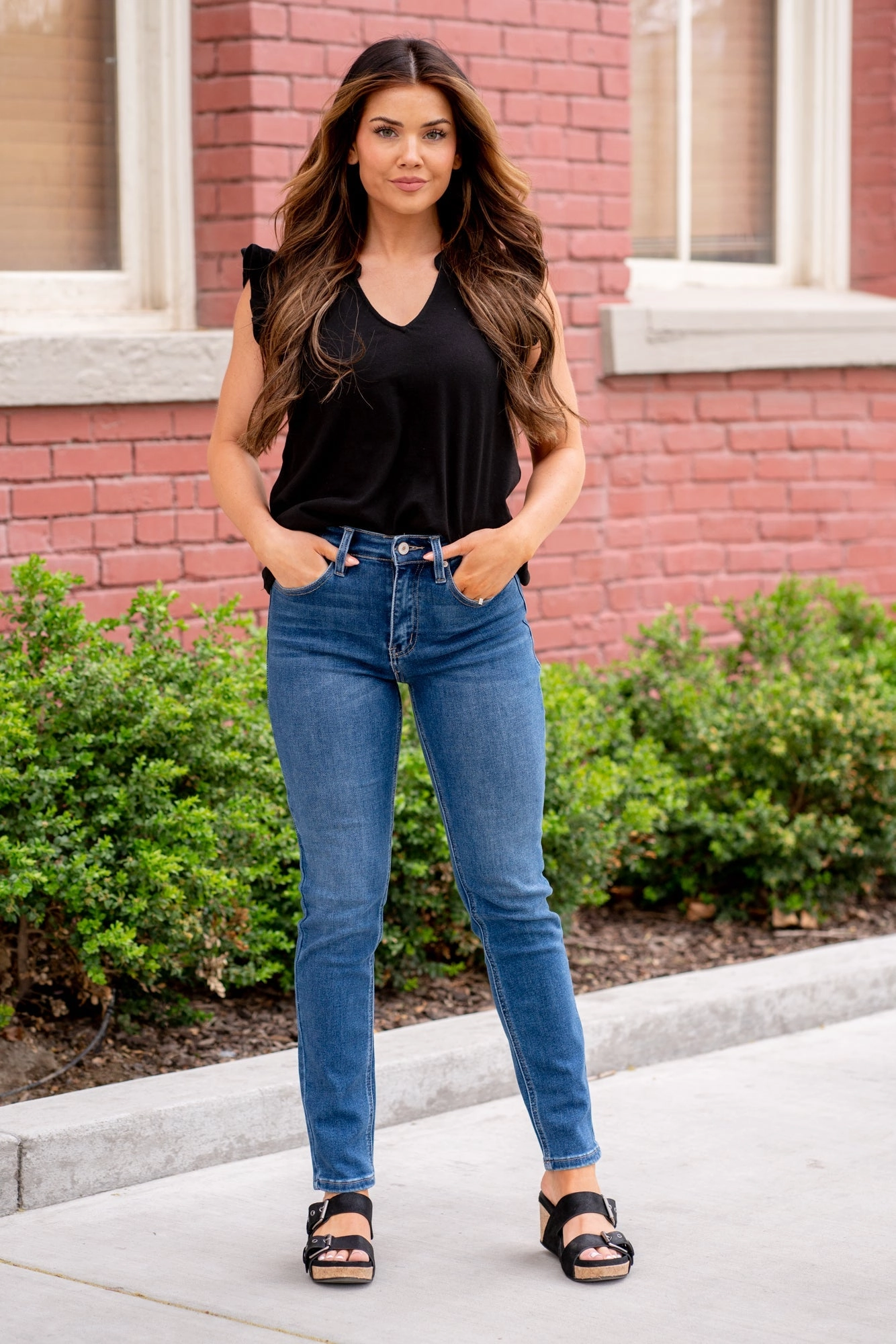 Soft Finish Luxury Textured Athlete Fit Plus Size Harper-Rose High Rise Cigarette Straight Fit