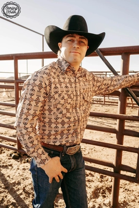 Trendy Look Mens Sitting Bull Button Up