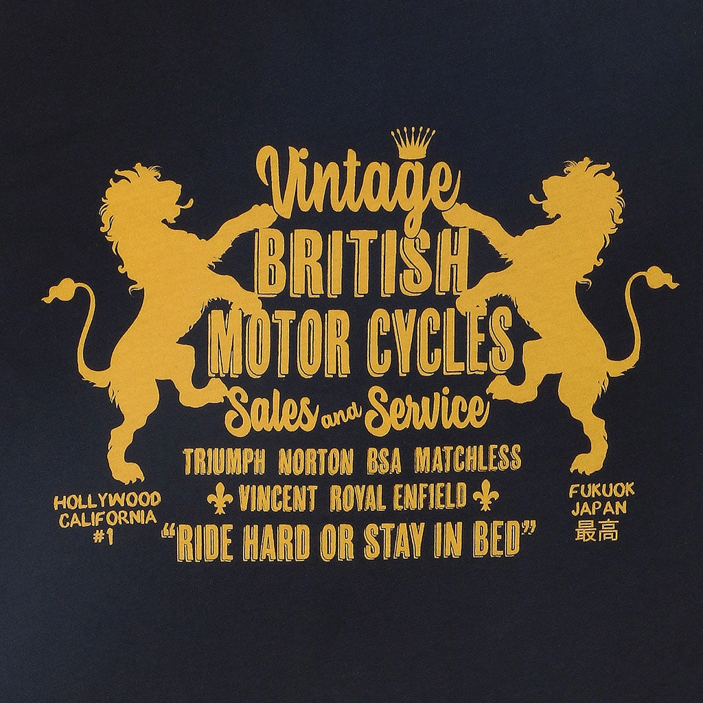 Anti Static Cloth Blend "BRITISH MOTORCYCLES" Short Sleeve Mens Crew Neck Tee - Black Coal