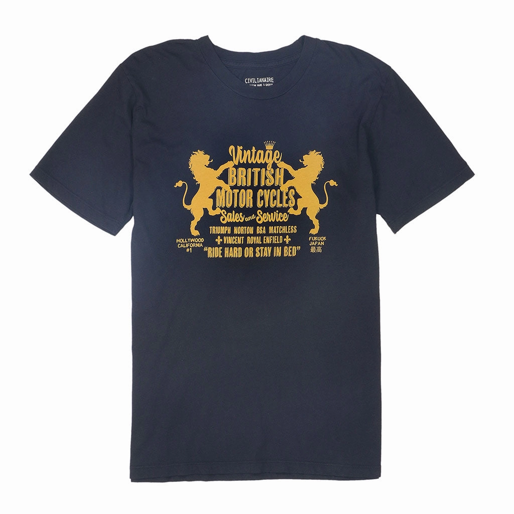 ChafeFreeEdging "BRITISH MOTORCYCLES" Short Sleeve Mens Crew Neck Tee - Black Coal