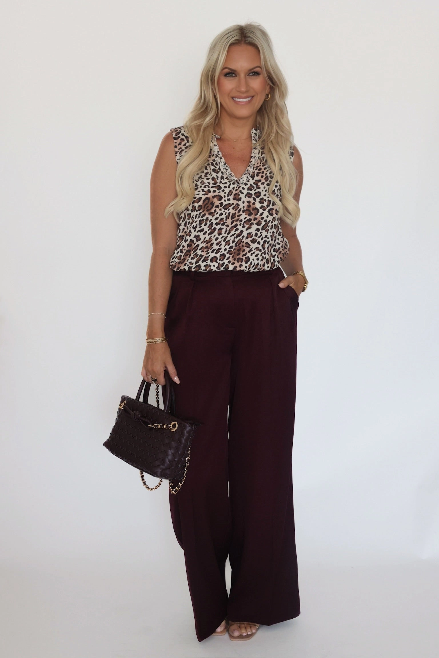 Lilibet Satin Pant - Red Wine Tapered leg
