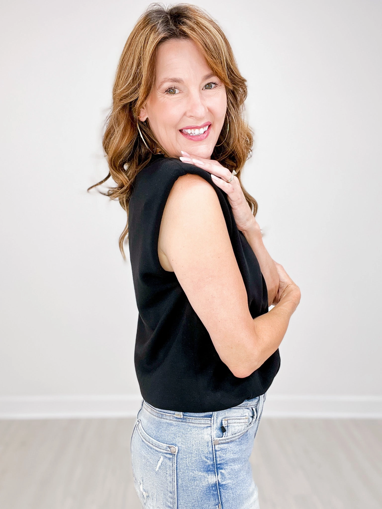 GarmentWashedFinish Lined Soft Modal Sleeveless Top with Gathered Waist