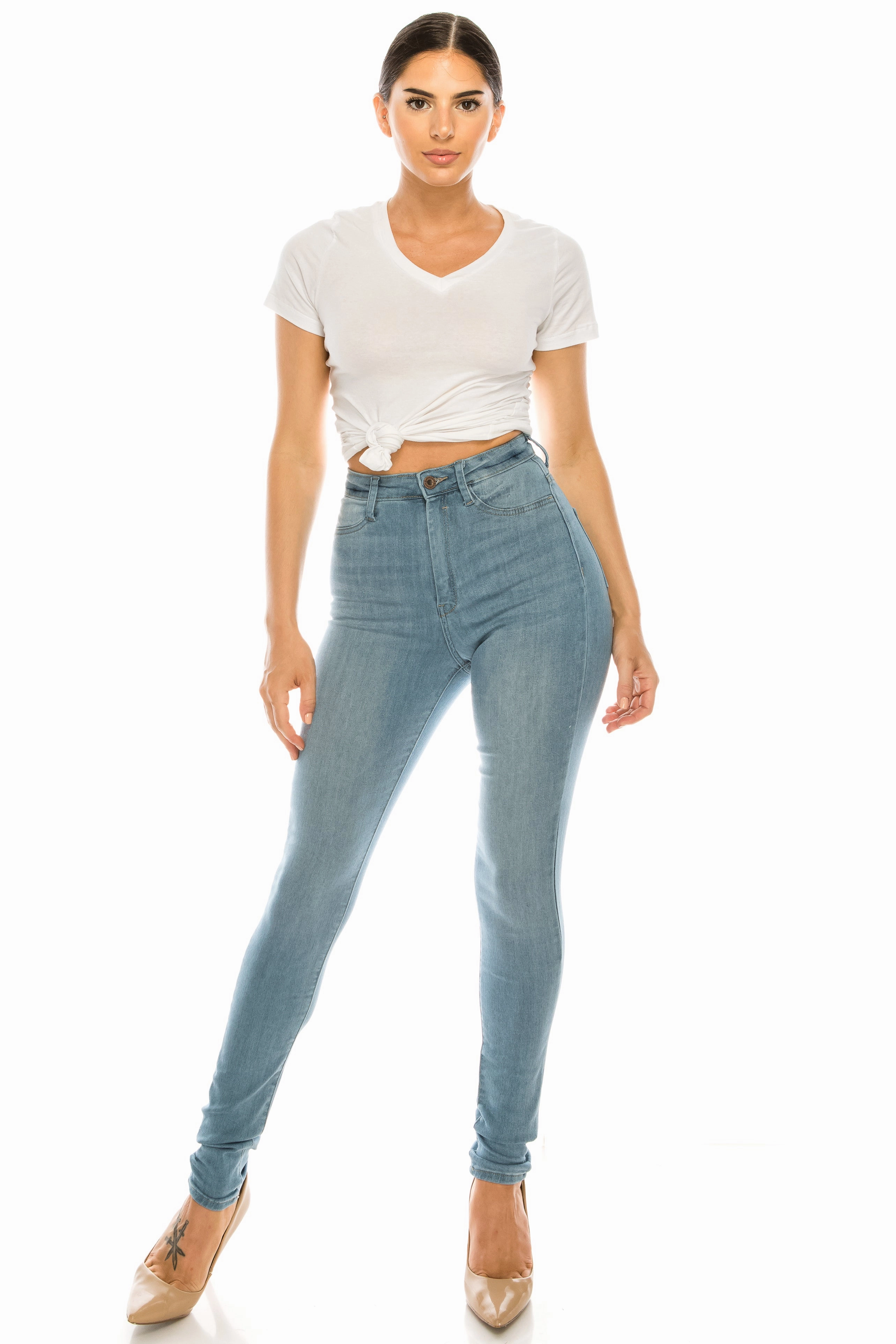 4690 Women's High Waisted Skinny Jeans Autumn Days Parent Style