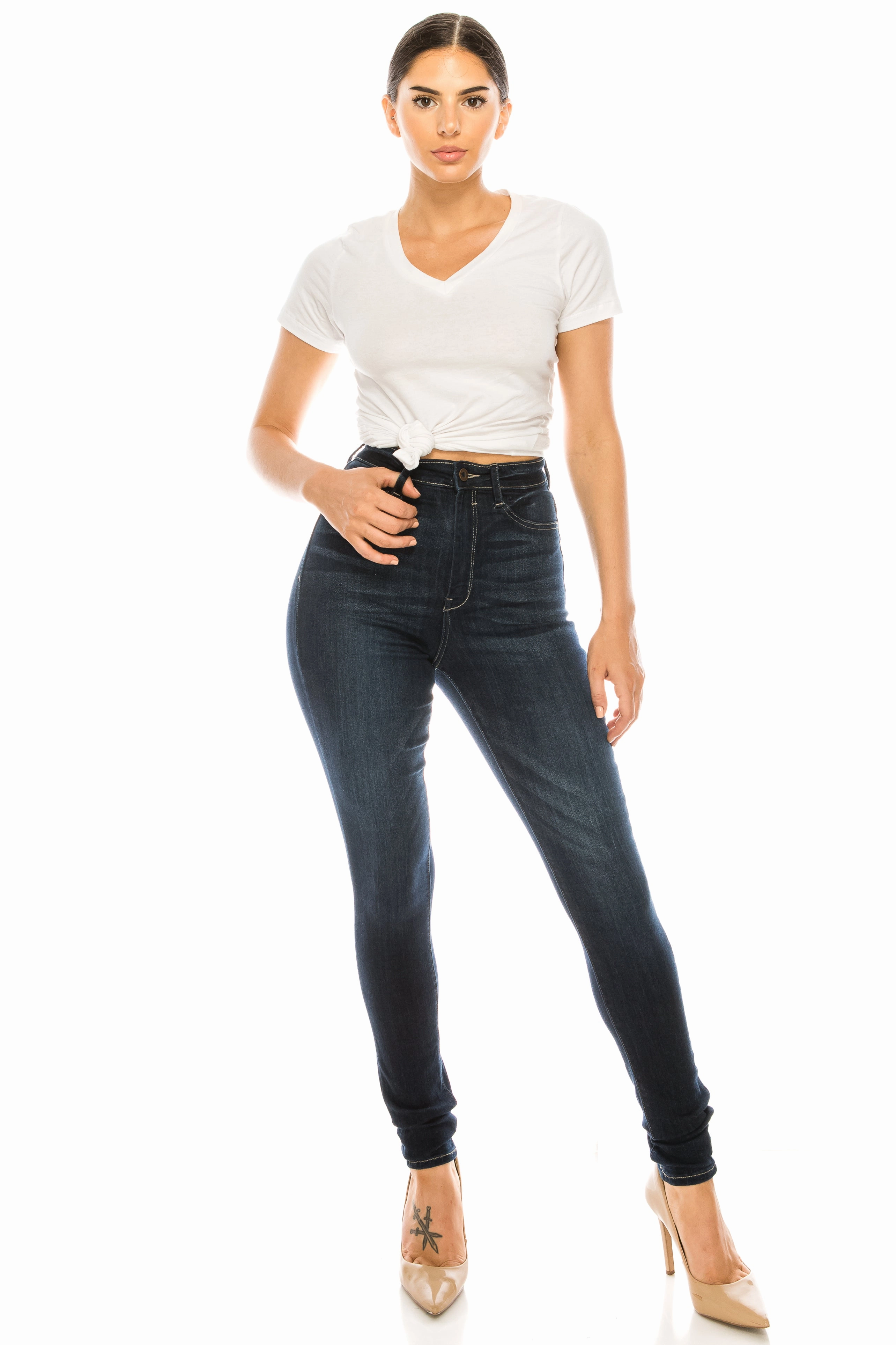 Easy Essentials 4690 Women's High Waisted Skinny Jeans