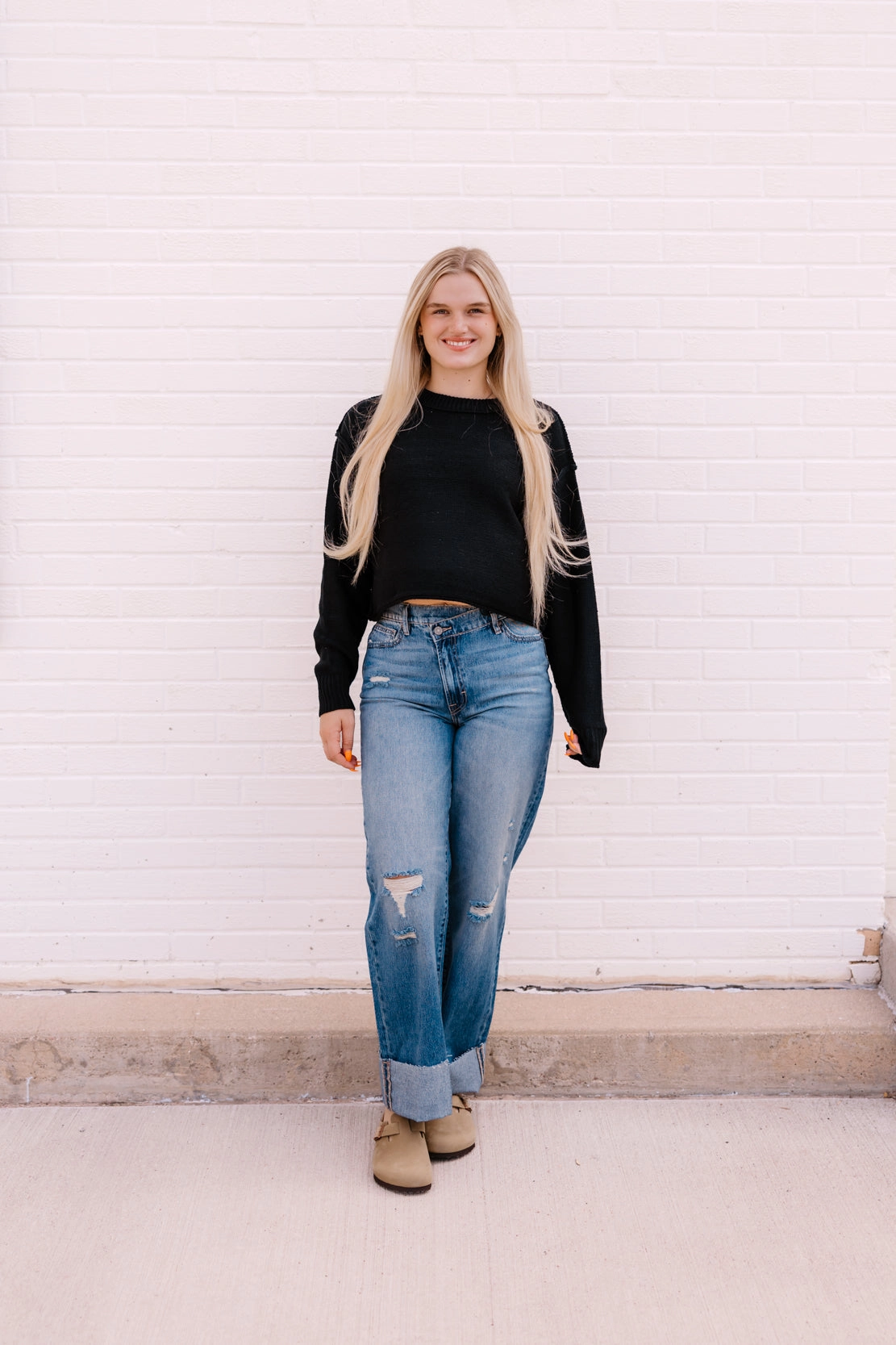 Weekend Getaway Stylish Logan High Waist Crossover Dad Jean | Medium Dark