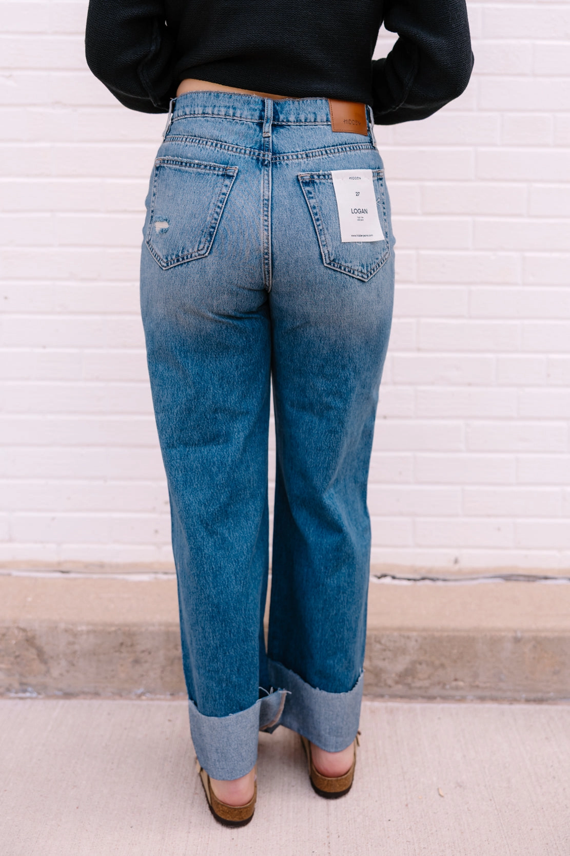 Logan High Waist Crossover Dad Jean | Medium Dark No Iron Wear Luxury Minimalist