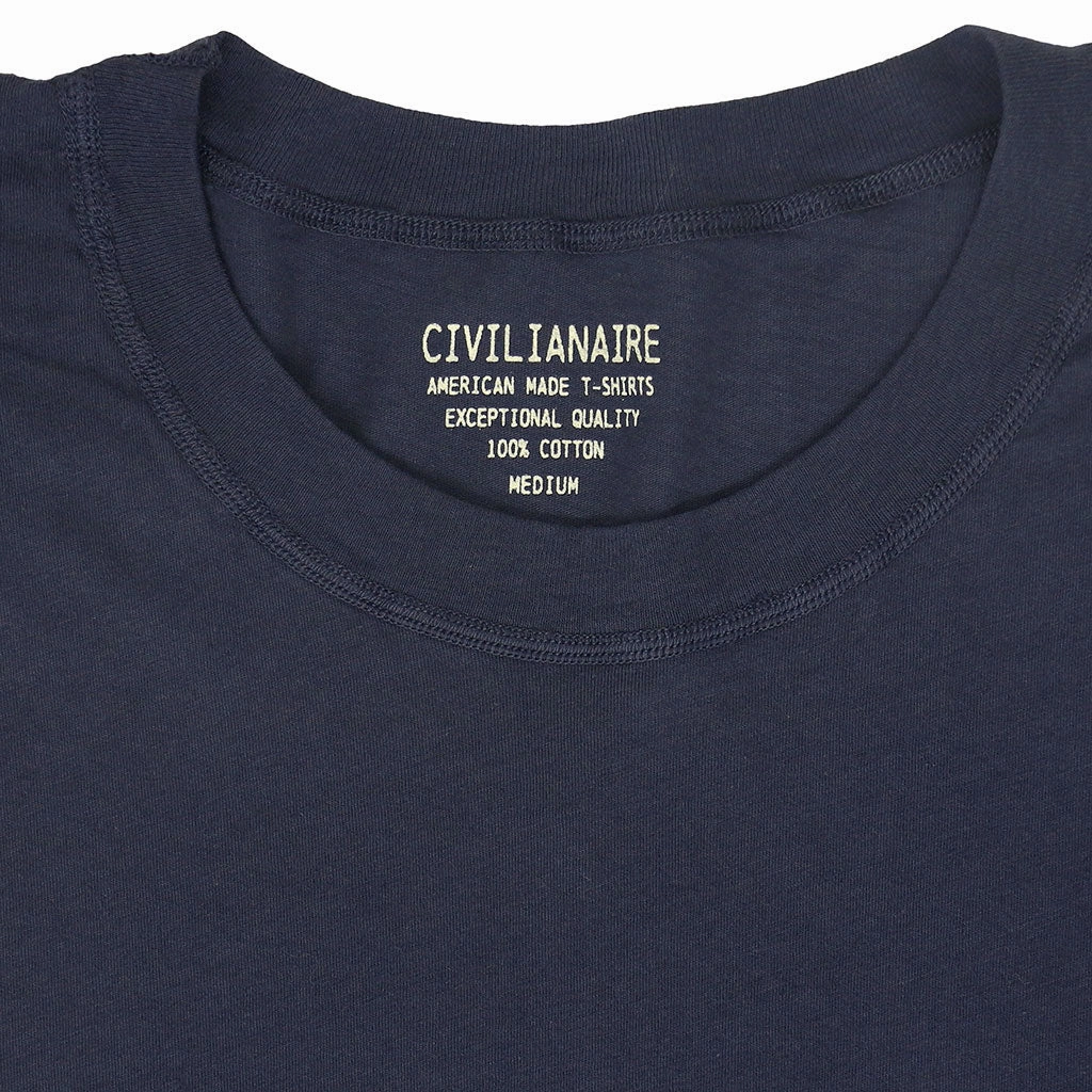 Minimalist Stitching Long Sleeve Crew Neck Cotton Tee - Dk Slate Blue #4405