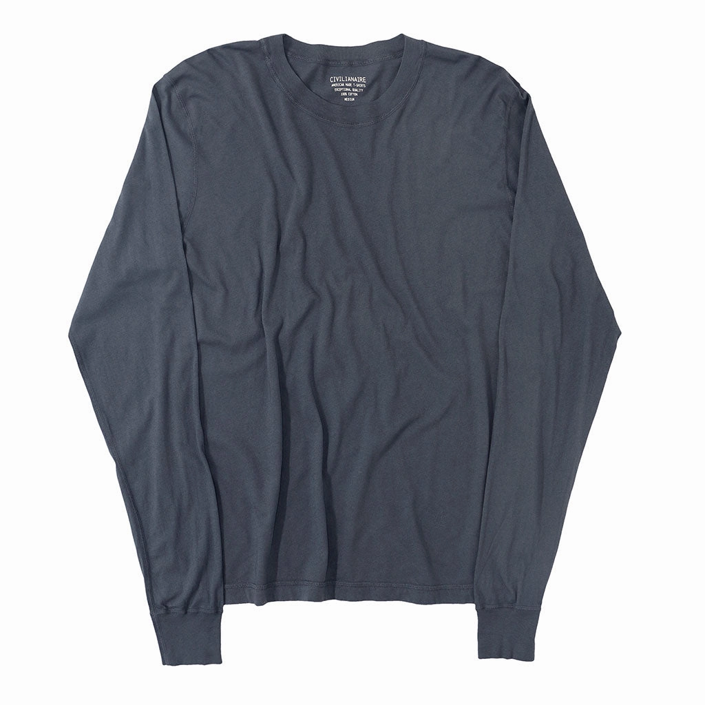 Long Sleeve Crew Neck Cotton Tee - MOON #9012 Pocket Reinforcement Non Irritating Label