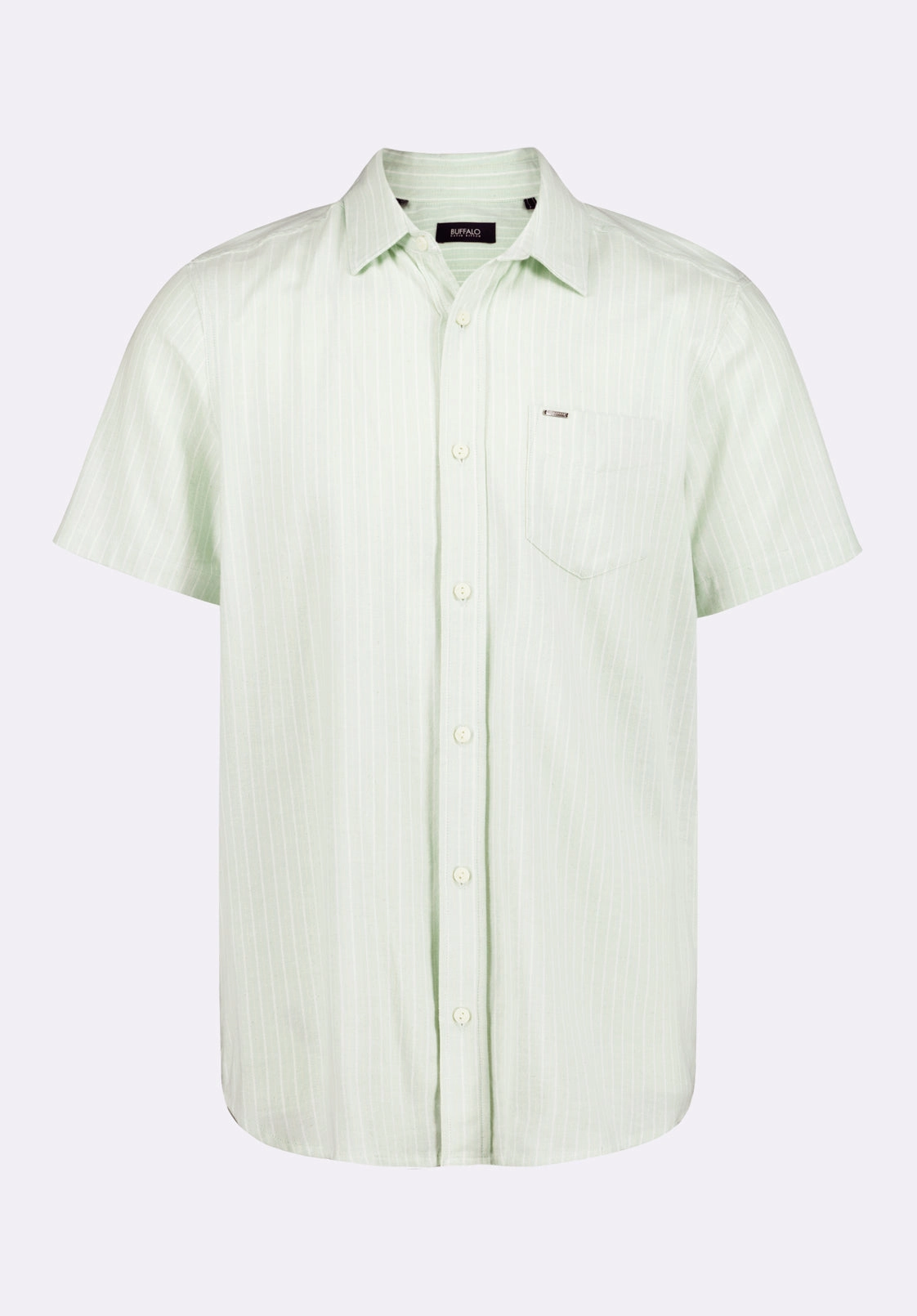 Sirilo Men's Short-Sleeve Striped Fitted Shirt, Dusty Aqua - BM24562 Yoke Design