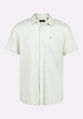 Quick Release Cuffs Sirilo Men's Short-Sleeve Striped Fitted Shirt, Dusty Aqua - BM24562