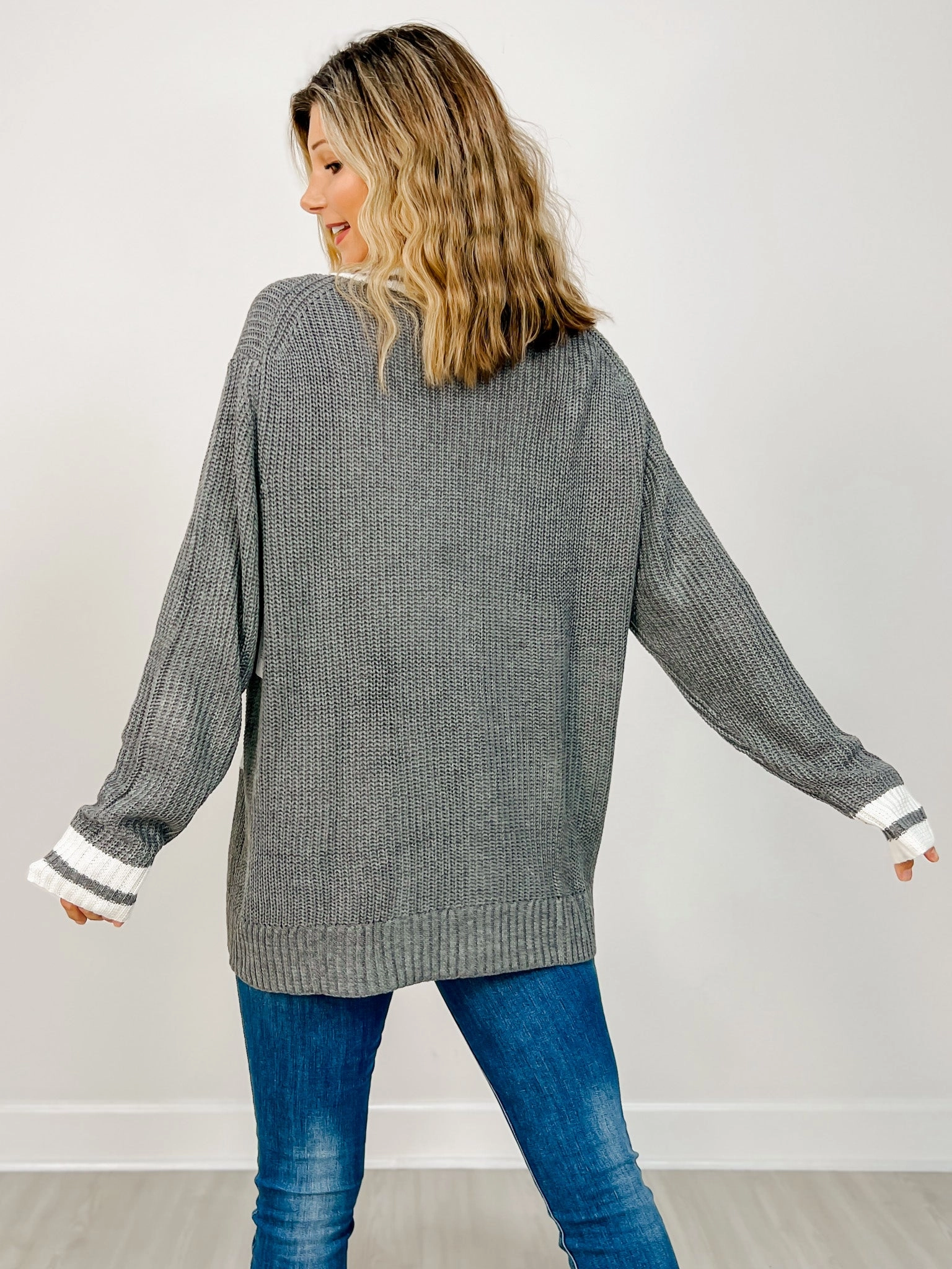 Long Sleeve Solid Knit Cardigan with Open Front Winter Ready Layer