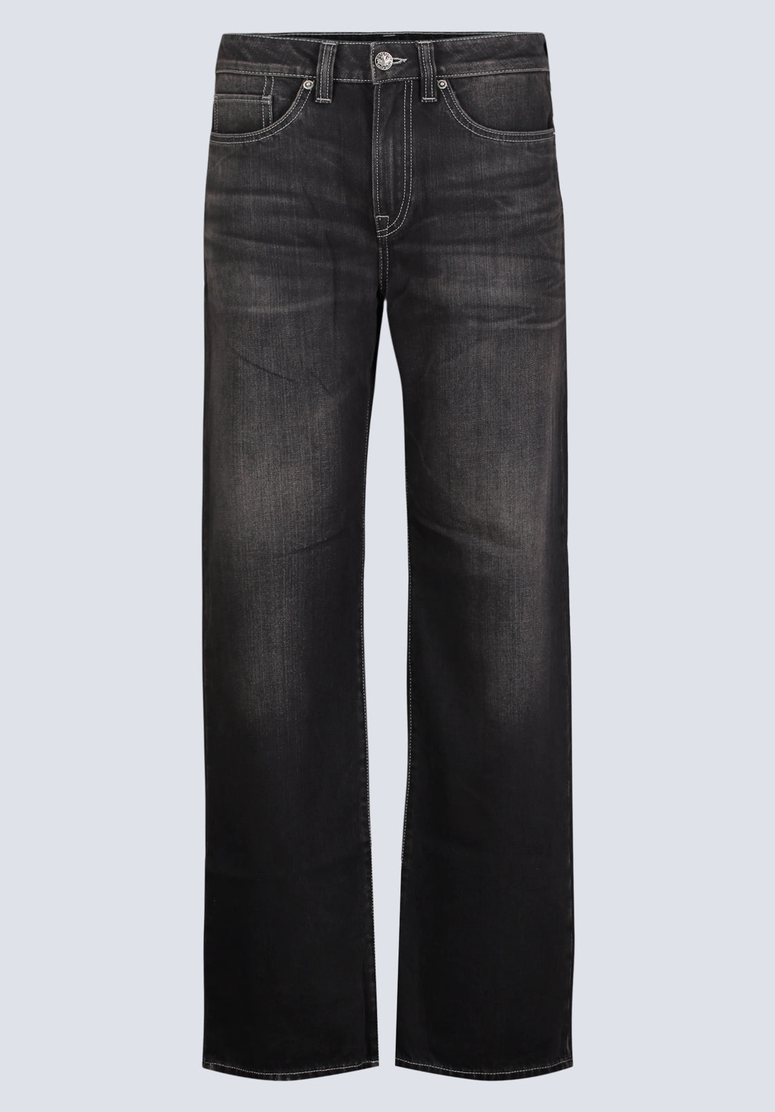 Selvedge Detailing Match With All Loose Fit Matt Men's Jeans, Vintage Sanded Black - BM26007