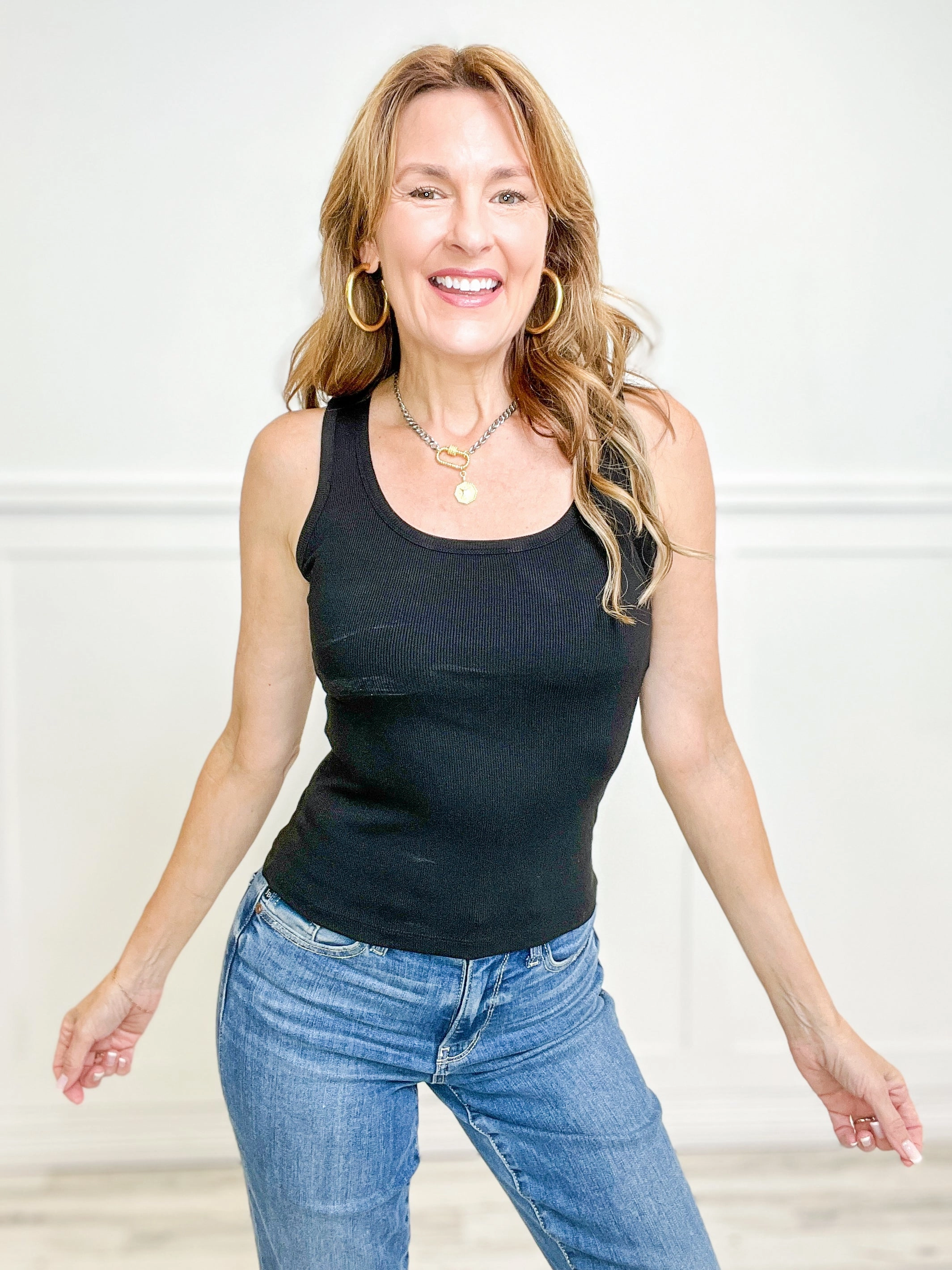 Lost Without You Slim Fit Razorback Scoop Neck Tank Top FourWayStretchFabric Regular Fit