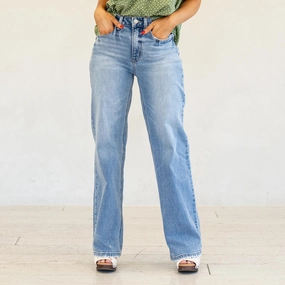 Lovervet by VERVET Leaping Water 90's Super High Rise Wide Jeans Medium Blue Functional Comfort