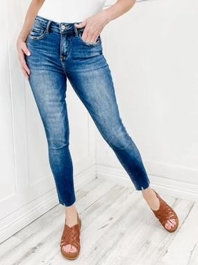 Neutral Daily Wear Adult Fashion Minimalist Eco Friendly Lovervet by Vervet "RIVER" Hi-Rise Cropped Skinny Jeans