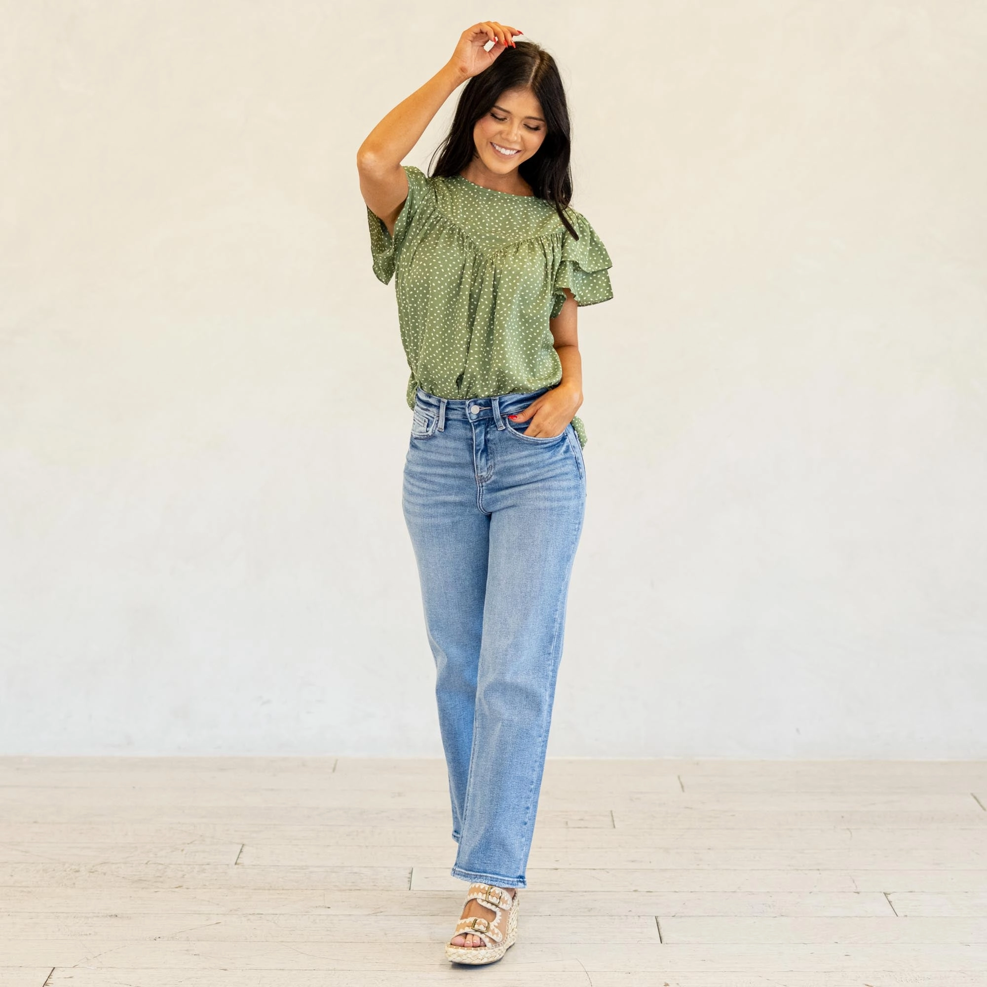 Lovervet Enhance Super High Rise Slim Wide Jeans Medium Blue Wash Lifestyle Choice Daily Wear Breathable Classic