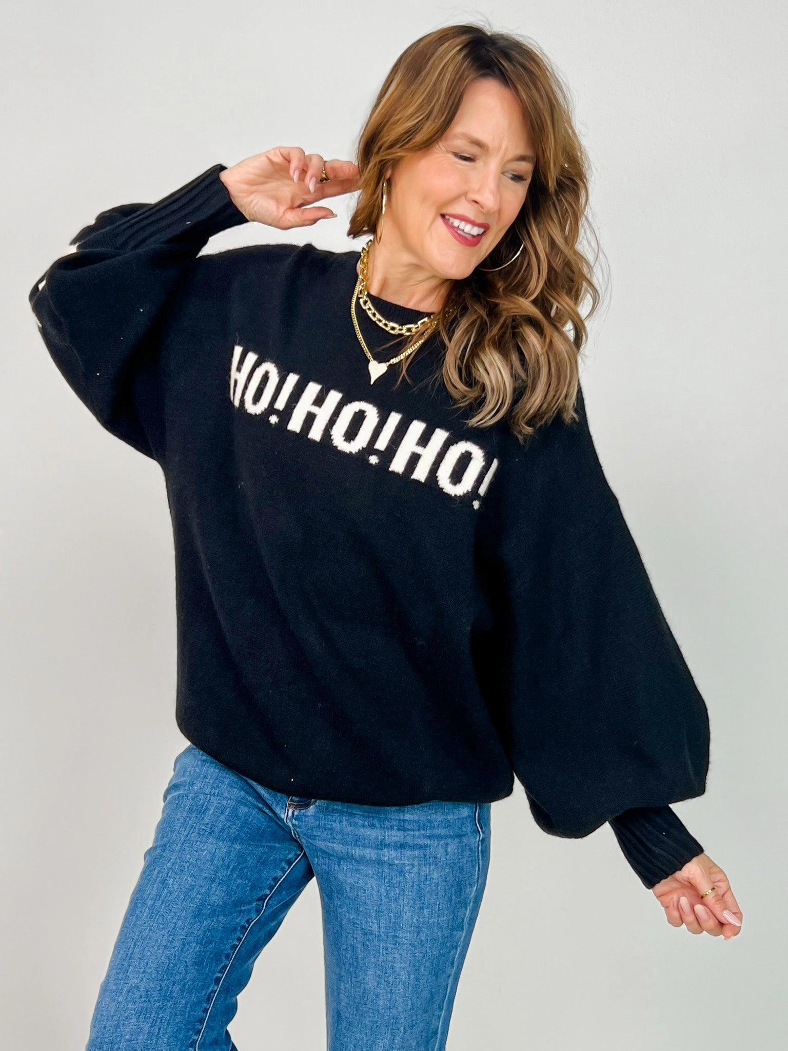 Christmas Sweater With Front and Back Lettering Essential Knit Fashionable Wear