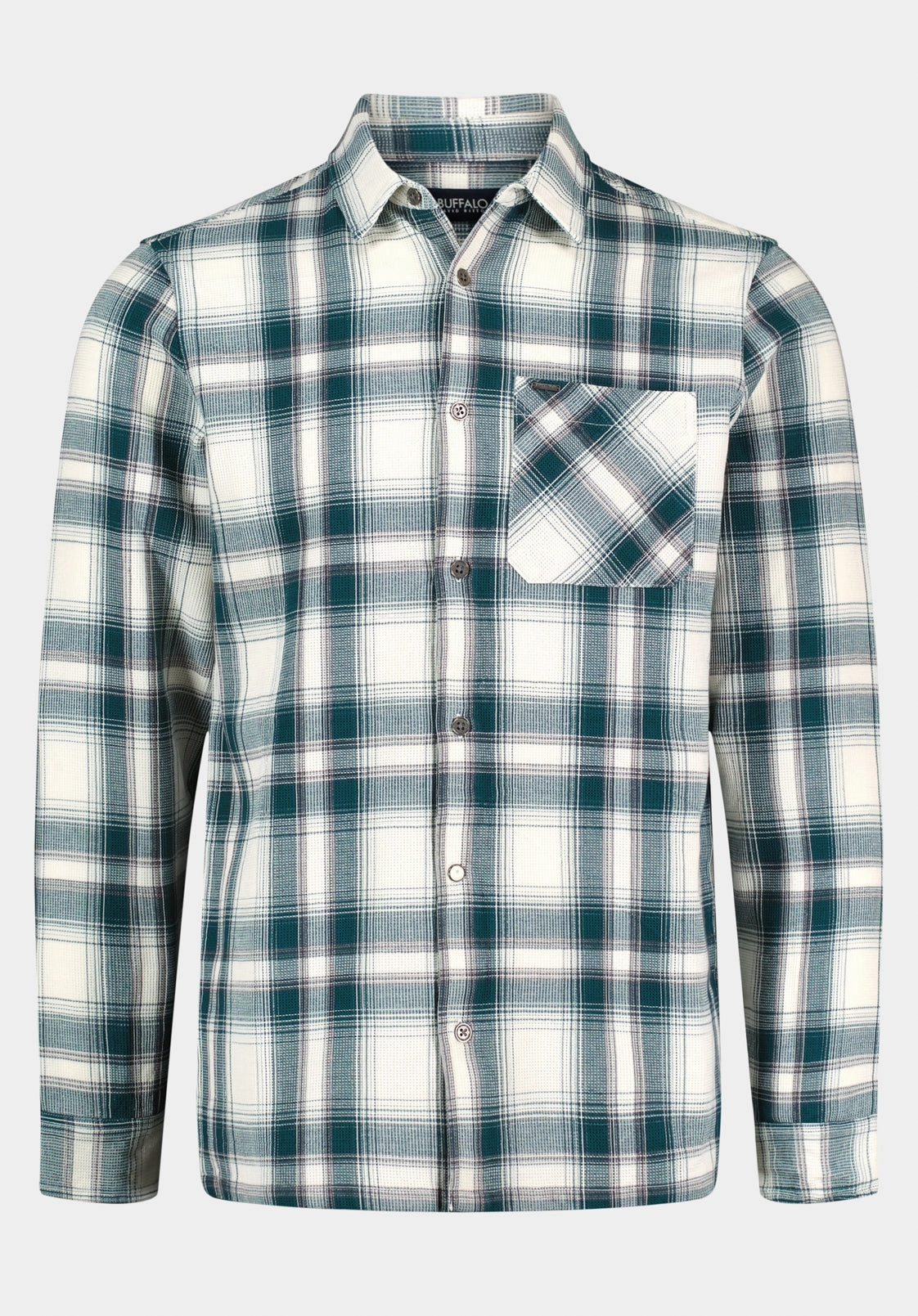 Sinclair Men's Long-Sleeve Plaid Shirt, Deep Teal - BM24690 Personalized Touch Multi Functional Pockets