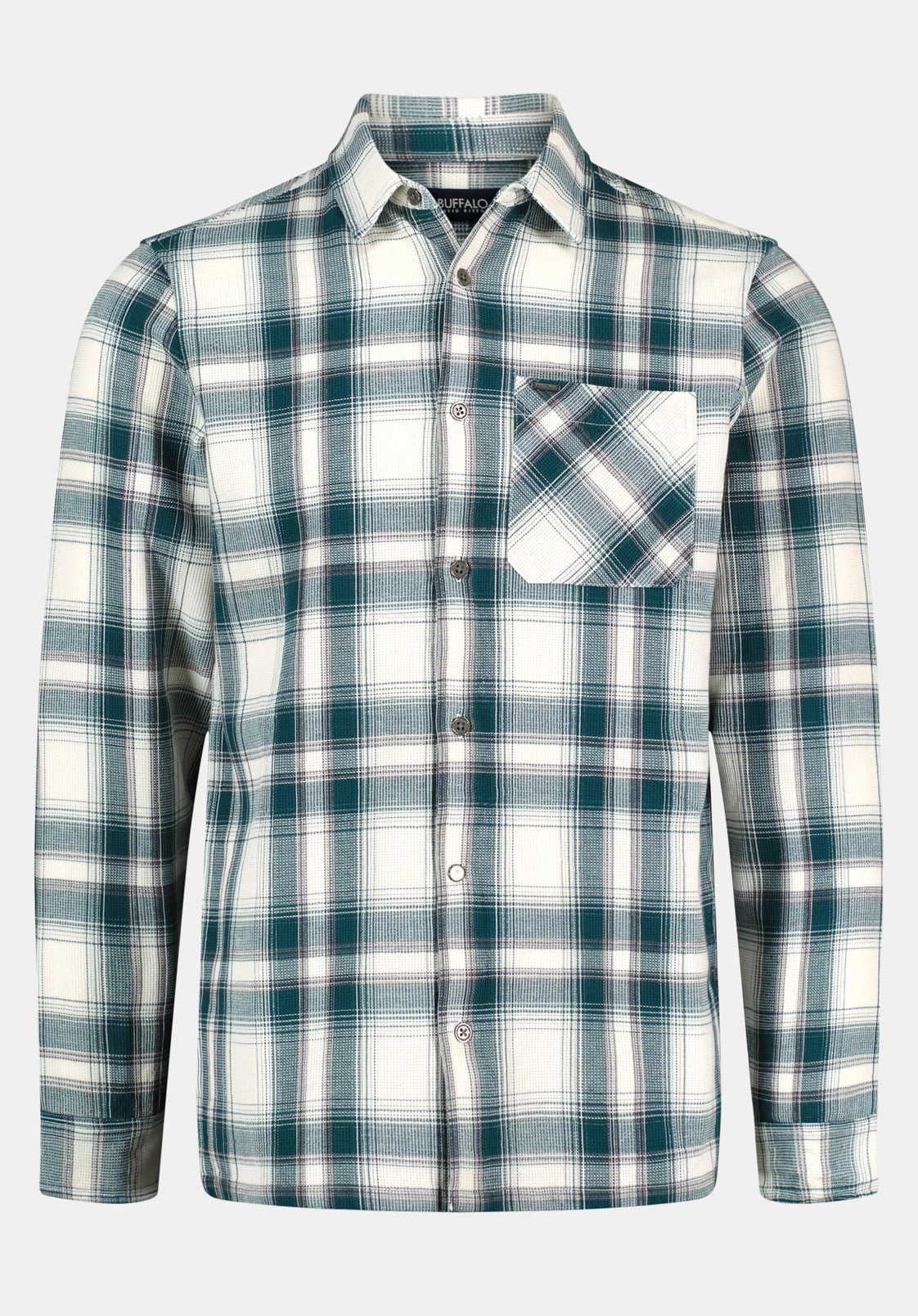 Snag Free Surface Relaxed Fit Sinclair Men's Long-Sleeve Plaid Shirt, Deep Teal - BM24690