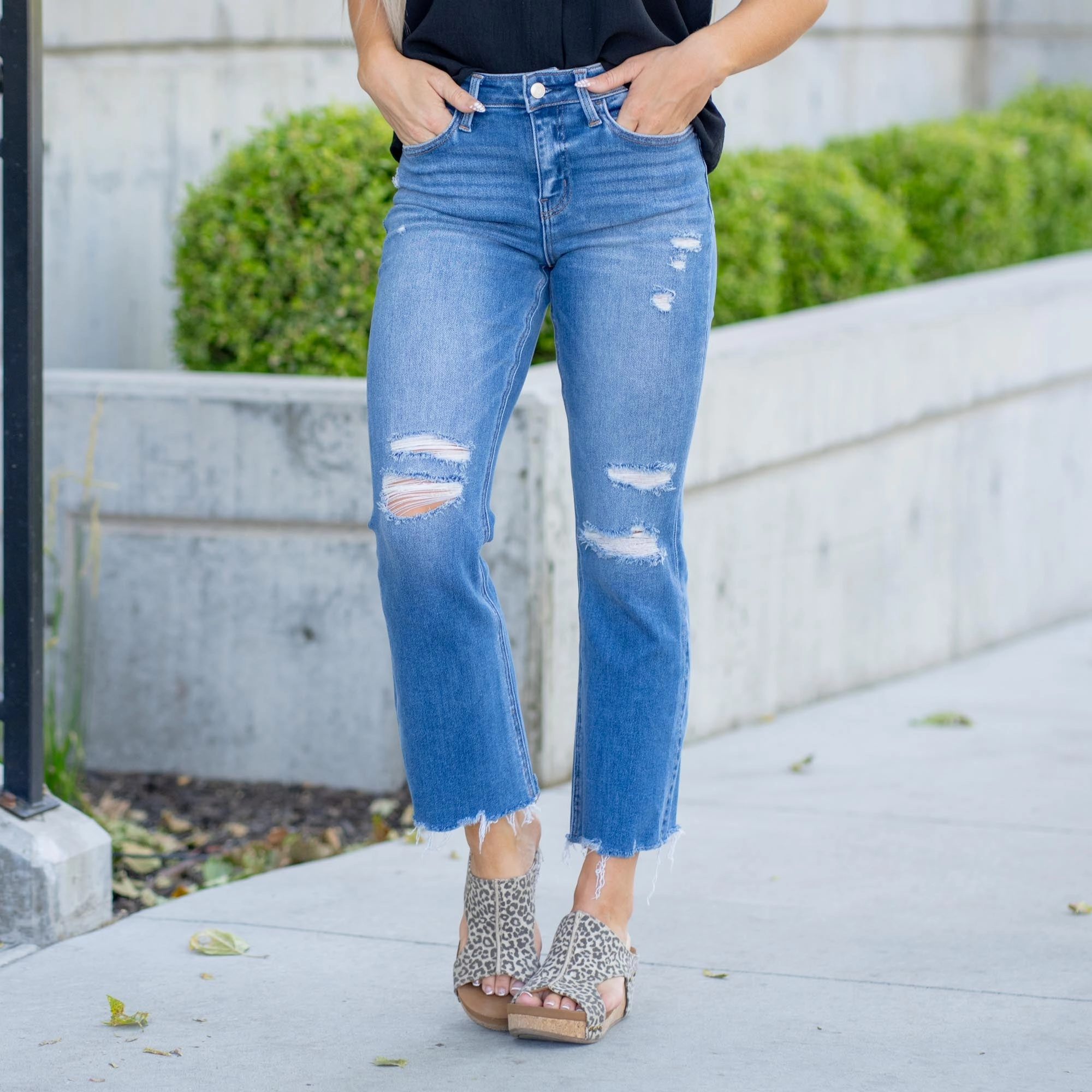 VERVET Aurora High Rise Kick Flare Regular & Plus Sizes Medium Blue Chill Style