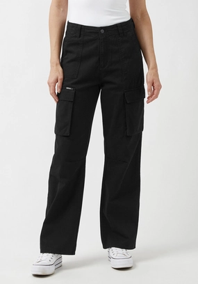 Low Rise Straight Gia Black Cargo Pants - BL15915 Flexible Cut