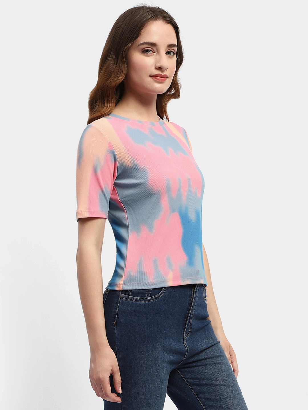 Madame Abstract Print Pink Regular T-Shirt AllDaySoftness WrinkleFree Structure