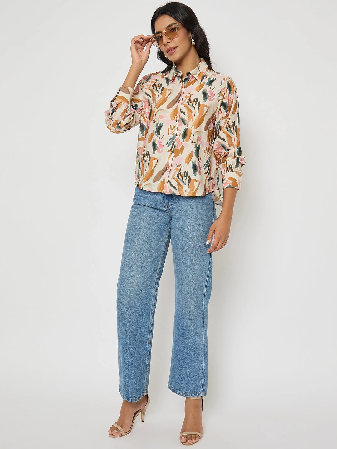 Sporty Appeal Weekend Vibes Madame Abstract Print Rust Red Rayon Blend Shirt