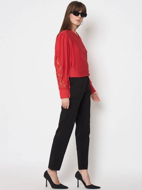 Madame Alex Waist Belt Detail Solid Black Trousers Freedom Fit ReinforcedStitching