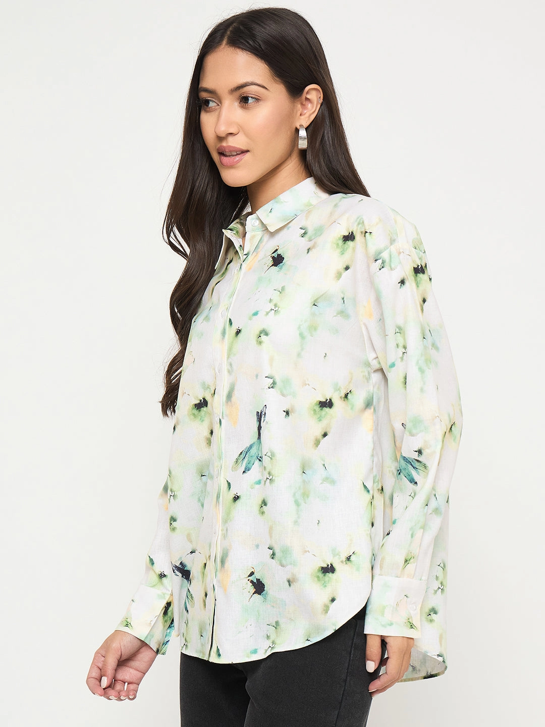 Madame All Over Botanical Print Lemon Yellow Shirt Inner Layer Minimal Design