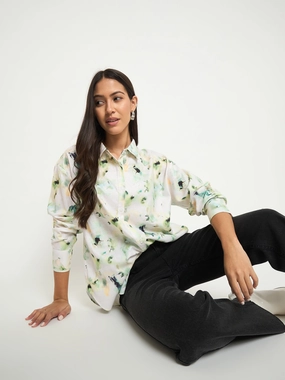 mix and match Madame All Over Botanical Print Lemon Yellow Shirt