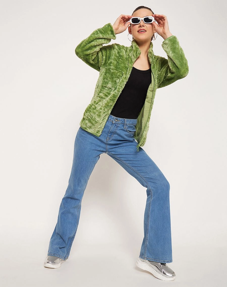 Ribbed Cuffs Urban Chic Madame Applegreen High Neck Sweatshirt