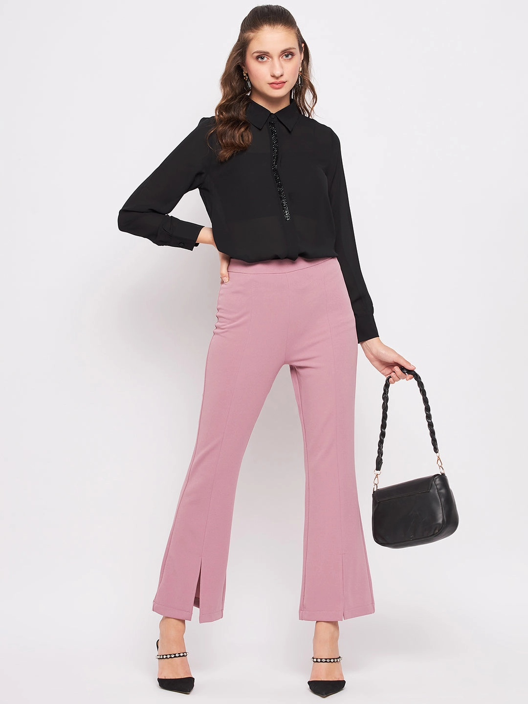 Bamboo Fiber Blend Madame Black Embellished Shirt