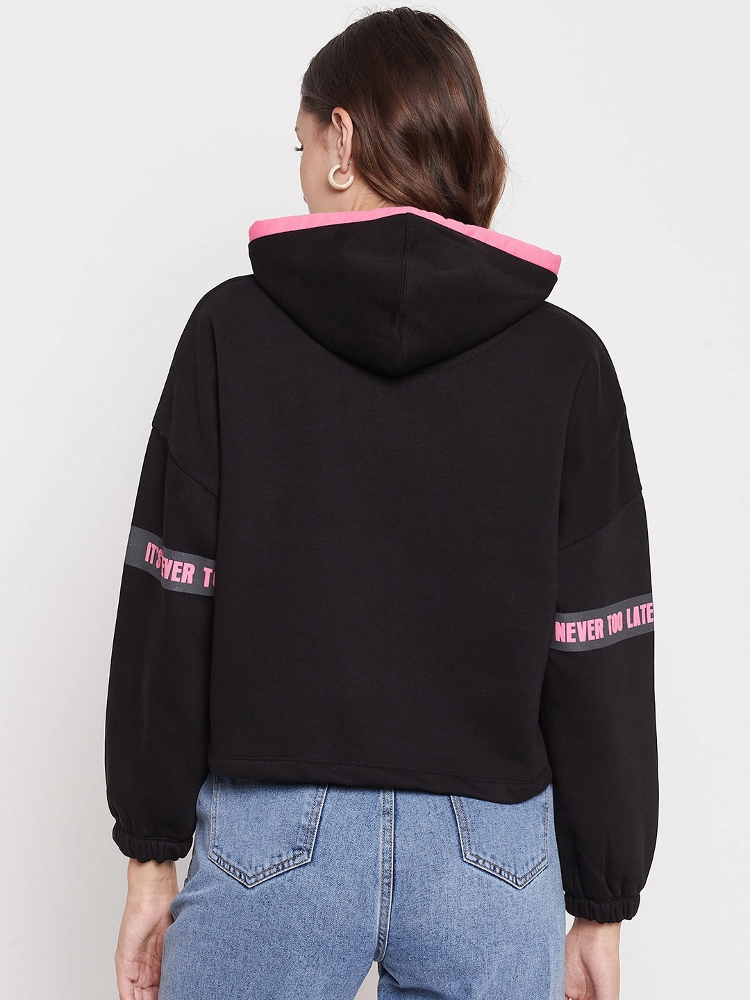 Urban Fit Seasonal Collection Madame Black Hooded Sweatshirt