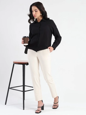 Madame Black Rayon Blend Shirt Non Iron Material