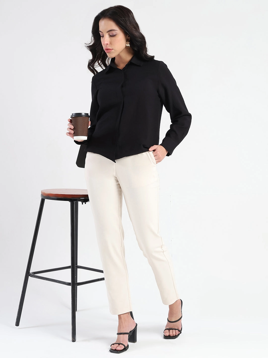 Madame Black Rayon Blend Shirt Non Iron Material