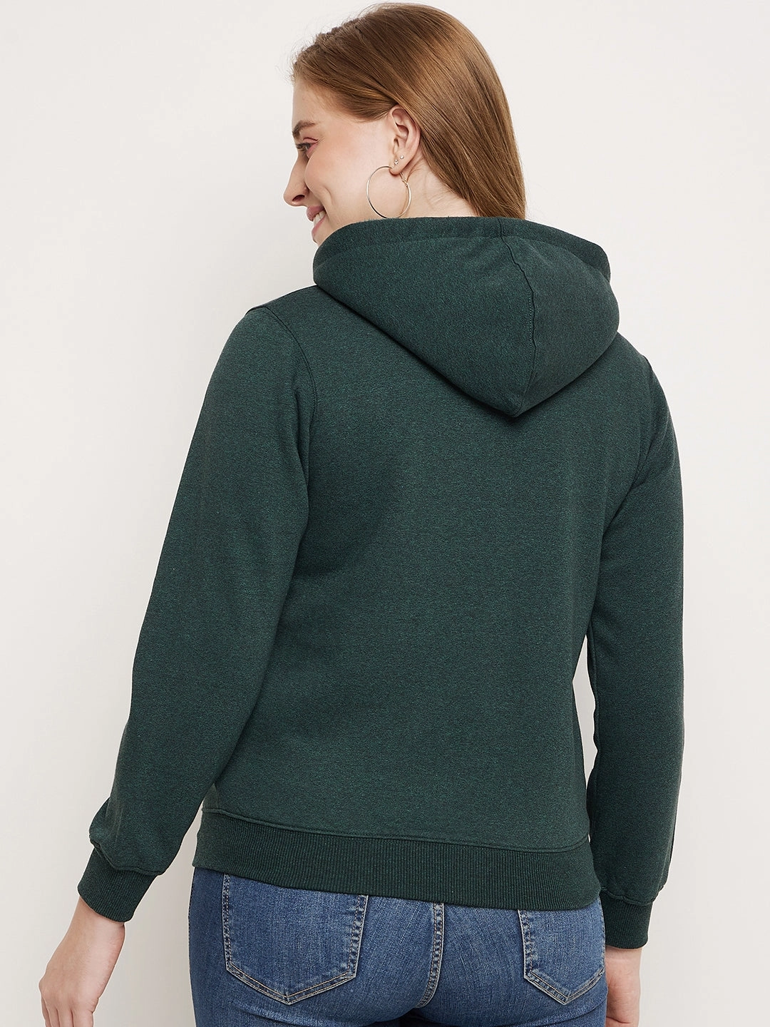 Madame Bottle Green Hood Neck Sweatshirt product poplin smoothness