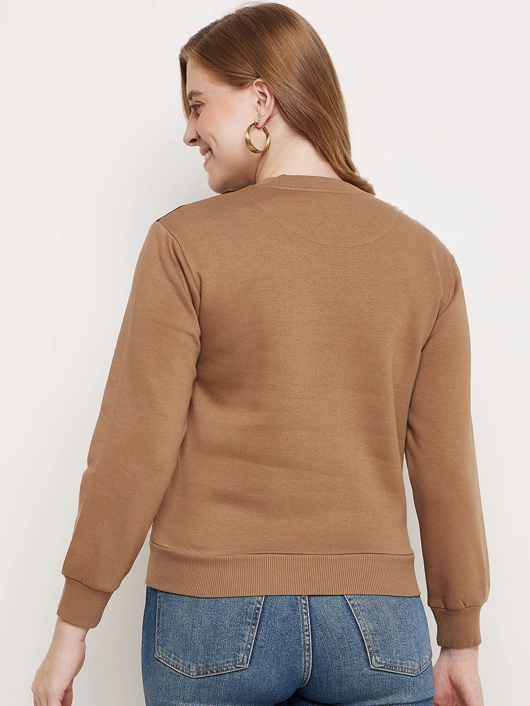 Madame Brown Fleece And Faux Leather Colourblocked Sweatshirt Cool Shades