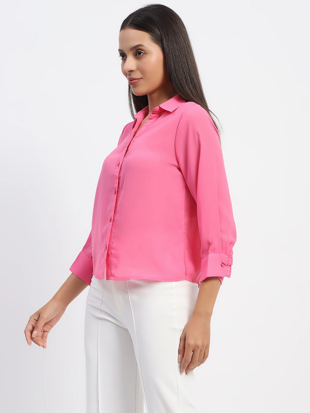 Dynamic Design Madame Button-Down Collared Pink Shirt