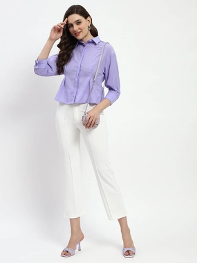 Madame Cinched Waist Lilac Shirt High-End Look youth trend