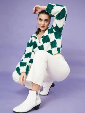 Holiday Wear hot weather wear Madame Colour Blocked Bottle Green Sweatshirt