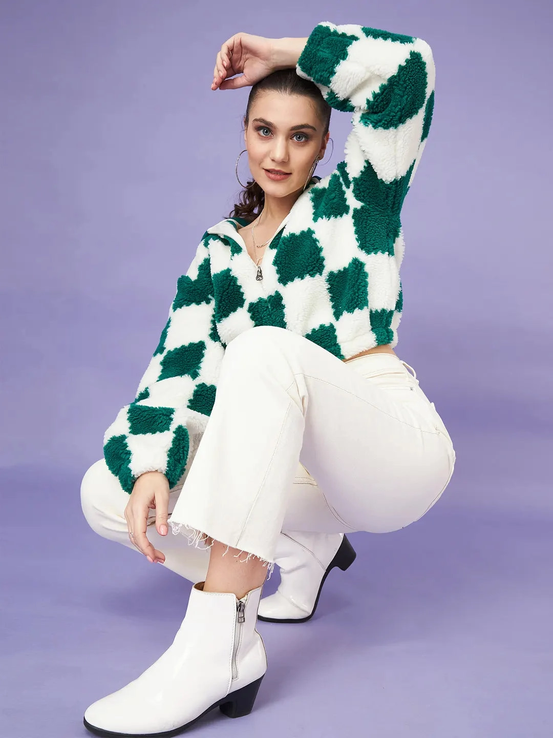 Holiday Wear hot weather wear Madame Colour Blocked Bottle Green Sweatshirt