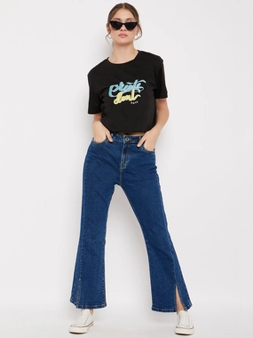 ButterSoftTexture Madame Crew Neckline Printed T-Shirt