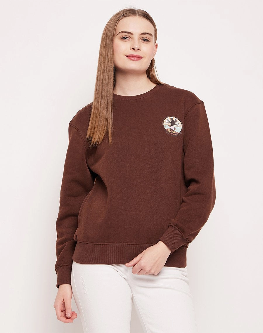 product customization flexibility Bar Hopping Madame Disney Graphic Print Chocolate Brown Sweatshirt