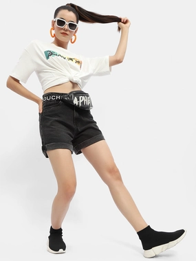 Madame Disney Graphic Print White Regular T-Shirt NonRestrictive Airy Mesh Lining