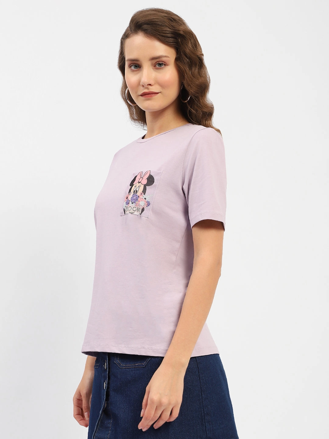 Madame Disney Mickey Mouse Printed Regular Mauve T-Shirt Quick Dry Material hypoallergenic material