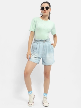 Madame Embellished Typography Mint Regular T-Shirt Simple Shirt Casual Style