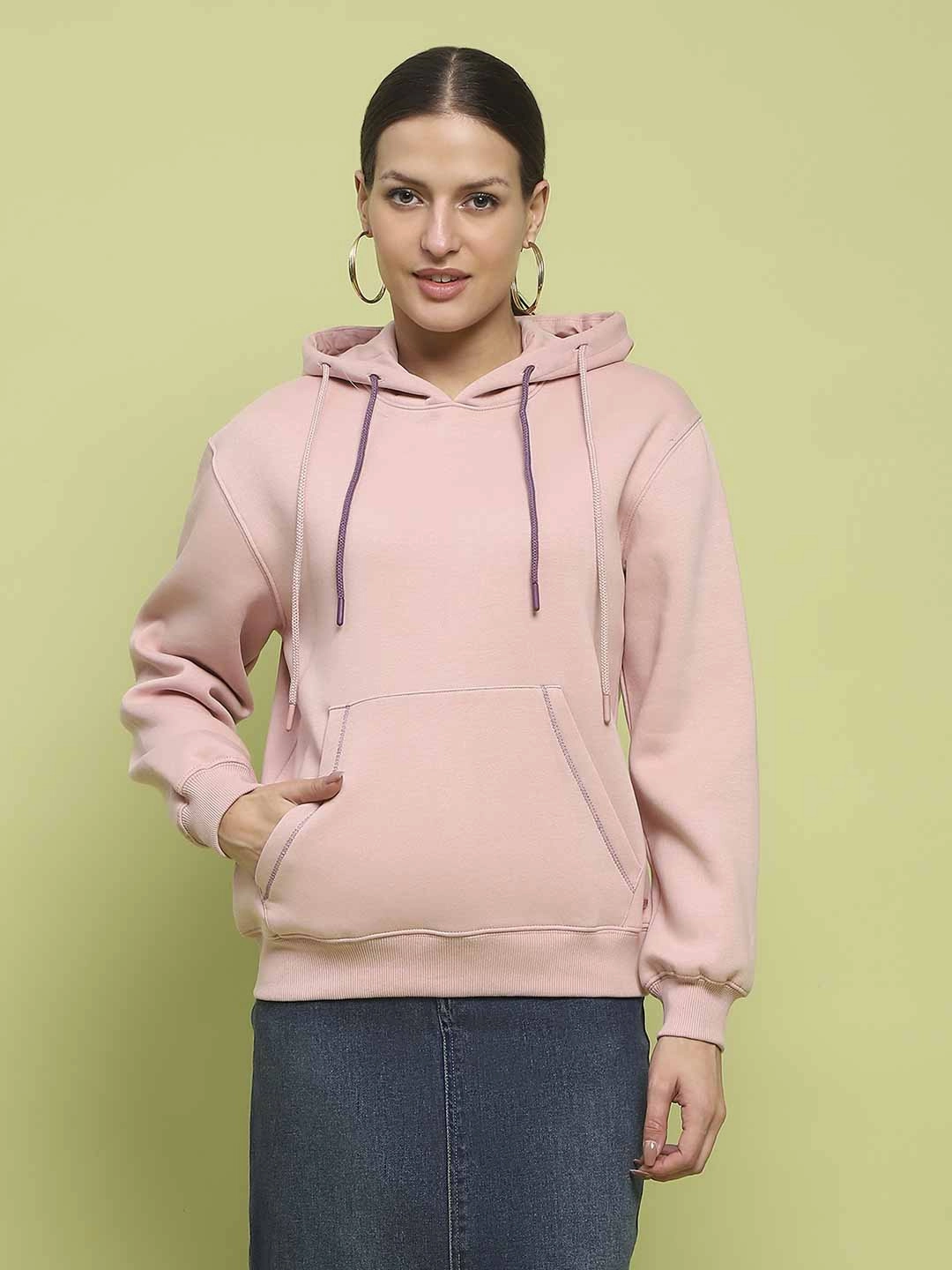 Madame Fleece Double Drawstring Hooded Dusty Pink Sweatshirt product metallic glamour