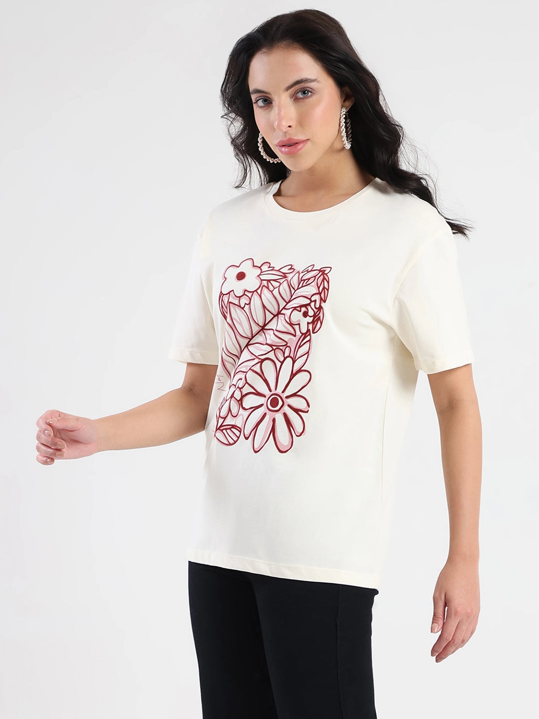 Madame Graphic Flock Print Off-White Sinker T-shirt EcoDyeProcess